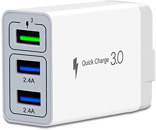 Fast Wall Charger QC 3.0 USB Quick Charge 3 Ports Tablet iPad Phone Charger Adapter Travel Plug Compatible iPhone X/Xs/XS Max/XR/8/8+/7P/7/6/5 Samsung S8/S7/S6/Edge/LG HTC