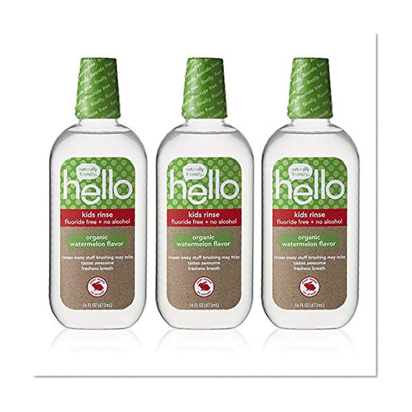 Hello Oral Care Kids Fluoride Free Organic Rinse, Watermelon, 3 Count