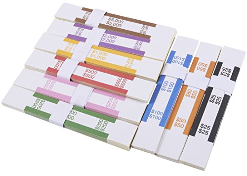 Book Cover Currency Straps - 300-Pack Assorted Bill Wrappers, Money Bands to Organize Bills, ABA Standard Colors, Self-Adhesive, 7.75 x 1.25 Inches