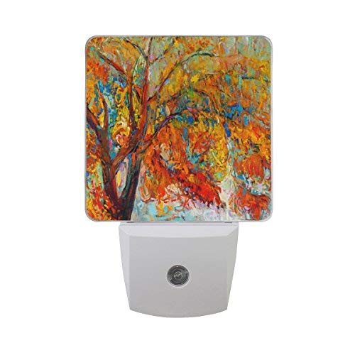 Book Cover ALAZA LED Night Light with Smart Dusk to Dawn Sensor,Autumn Tree Colorful Plug in Night Light Great for Bedroom Bathroom Hallway Stairways Or Any Dark Room