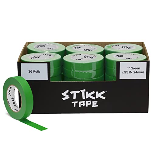 36 Roll Case 1" x 60yd STIKK Green Painters Tape 14 Day Easy Removal Trim Edge Finishing Masking Tape (.94 in 24MM)