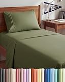 Twin XL Size 3 Piece Sheet Set - Comfy Breathable & Cooling Sheets - Hotel Luxury Bed Sheets for Women & Men - Deep Pockets, Easy-Fit, Soft & Wrinkle Free Sheets - Sage Green Oeko-Tex Bed Sheet Set