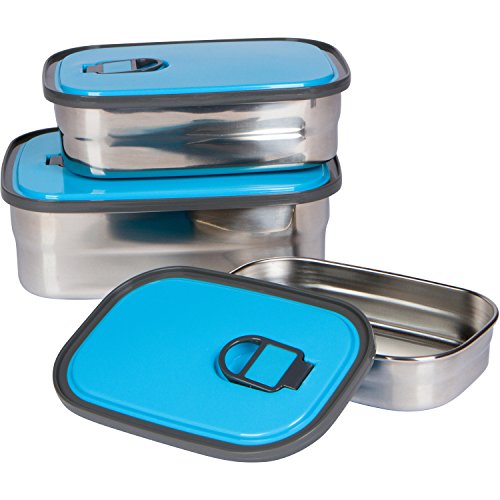 Bambusa Food Containers Bento Lunch Box, Leak Proof Seal, Healthy, Kids, Adults, Outdoor Picnic Meals, BPA Free, Blue