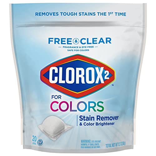 Clorox 2 for Colors Free & Clear - Stain Remover and Color Brightener Packs, 20 Count (Packaging May Vary)