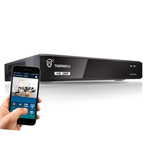 TIGERSECU Super HD 1080P 4-Channel Hybrid 4-in-1 DVR Security Recorder Without Hard Drive, for 2MP TVI/AHD/CVI/Analog Cameras (Cameras and Hard Drive Not Included)