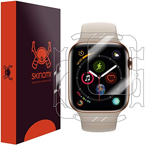 Skinomi Full Body Skin Protector Compatible with Apple Watch Series 4 (44mm)(3-Pack)(Screen Protector + Back Cover) TechSkin Full Coverage Clear HD Film