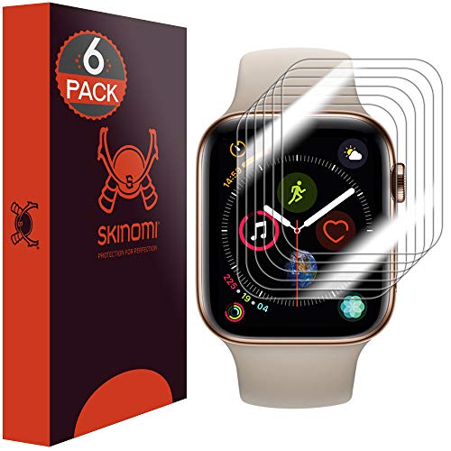 Book Cover Skinomi TechSkin [6-Pack] (Slim Design) Clear Screen Protector for Apple Watch Series 4 (44mm) Anti-Bubble HD TPU Film
