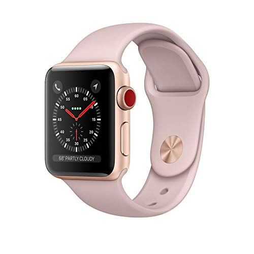 Book Cover Apple Watch Series 3 (GPS + Cellular, 38MM) - Gold Aluminum Case with Pink Sand Sport Band (Renewed)