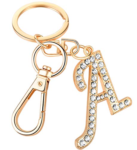AlphaAcc Keychain for Women Purse Charms for Handbags Crystal Alphabet Initial Letter Pendant with Key Ring