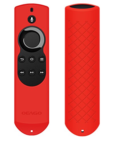 Book Cover OEAGO Silicone [Anti Slip] Shock Proof Cover Case for All-New Fire TV with 4K Alexa Voice Remote (2017 Edition) (2nd Gen) / Fire TV Stick Alexa Voice Remote (Red)
