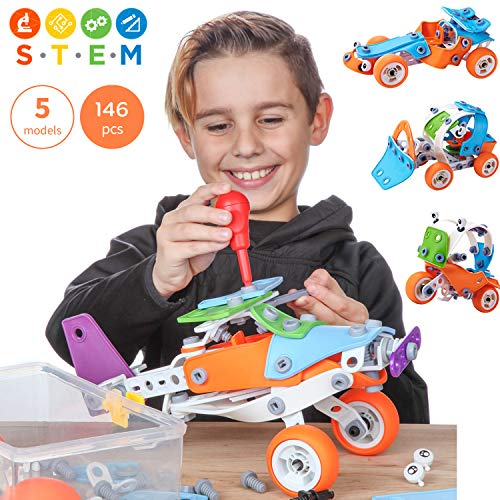Book Cover Toy Pal | STEM Toys for Boys | 146 Piece Educational Engineering Building Toys Set for Boys & Girls Ages 7 8 9 10 Years Old | 5, 6 Year Old can Build with Help | Best Toy Gift for Kids