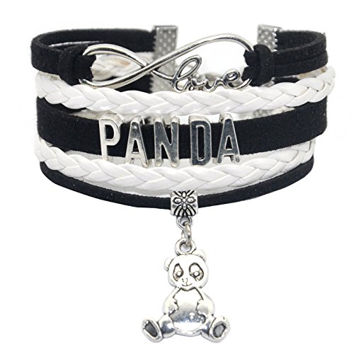 Infinity Panda Bracelet Bear - Friendship Cute Panda Charm Bracelet For Girls,Women,Men,Boys (Black and White)