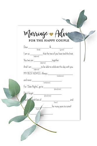 InvitationHouse 48 Gold Heart Marriage Advice Libs, Advice for Bride & Groom, Wedding Advice, Marriage Advice, Newlywed Advice (White)