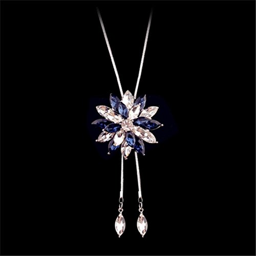 Myhouse Double Layer Flower Sweater Chain Artificial Rhinestone Long Necklace