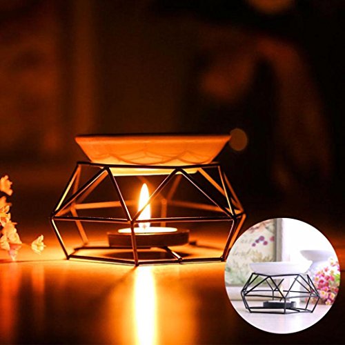 Bescita Brûleur à Huile en acier inoxydable Bougie d'aromathérapie lampe à huile Décorations d'intérieur Aroma