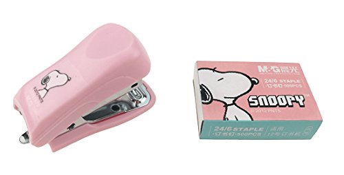 Mini Cartoon Snoopy Stapler Set for Student Use Office Desktop Stationery