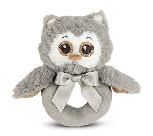 Book Cover Bearington Collection Baby Lil' Owlie Plush Stuffed Animal Owl Soft Ring Rattle 5.5