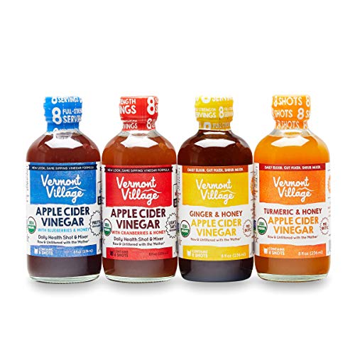 Vermont Village Apple Cider Vinegar Sampler Pack (Organic), 8 oz (Pack of 4 flavors)