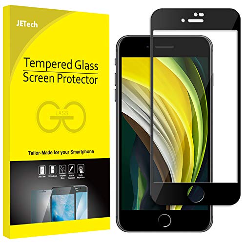 JETech Screen Protector for iPhone SE 2020, iPhone 8 and iPhone 7, Full Coverage Tempered Glass Film, Edge to Edge Protection, Black