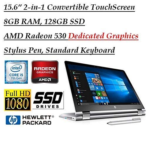 Book Cover 2018 Newest Flagship HP X360 15.6 Inch Full HD Touchscreen 2-in-1 Convertible Laptop with Stylus Pen (Intel Core i5-7200U, 8GB RAM, 128GB SSD, AMD Radeon 530 2GB Dedicated Graphics, HDMI, Bluetooth)