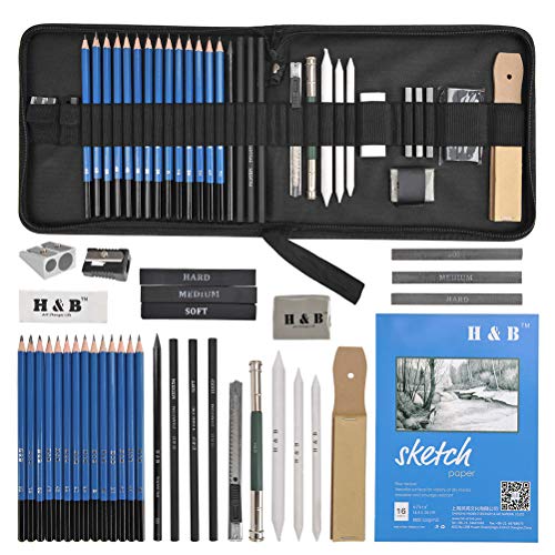 Book Cover YOTINO 35pcs Drawing and Sketching Pencil Set, Professional Sketch Pencils Set in Zipper Carry Case, Art Supplies Drawing Kit with Graphite Charcoal Sticks Tool Sketch book for Adults Kids