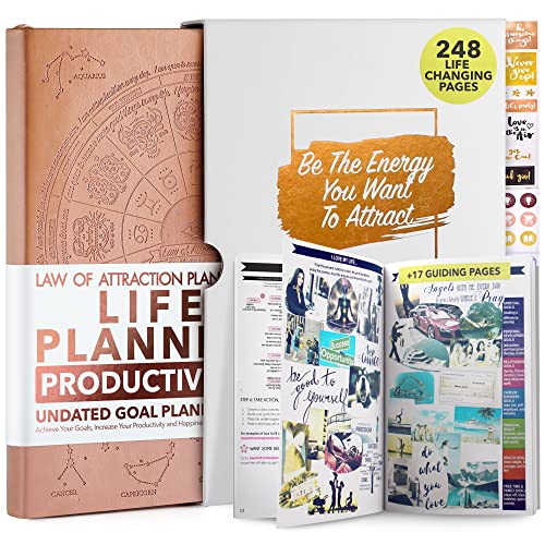 Law of Attraction Planner - Deluxe Weekly, Monthly Planner, Journey to Increase Productivity & Happiness - Life Organizer, Gratitude Journal, Agenda, To Do List, Business Planner, Notes, Appointment Book, Undated Planner Start Anytime