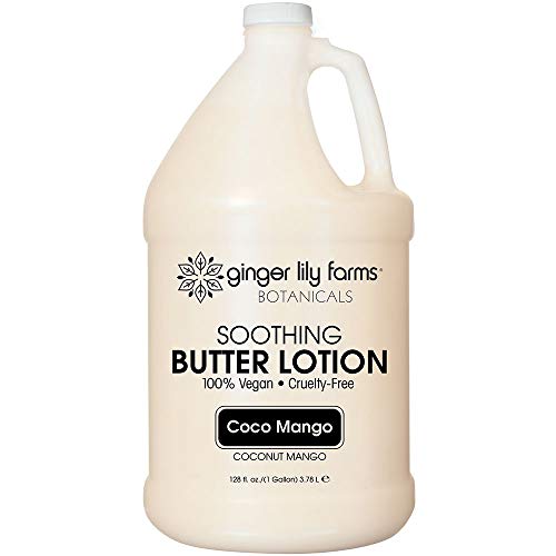 Book Cover Ginger Lily Farms Botanicals Coco Mango Soothing Butter Lotion, 100% Vegan, Paraben, Sulfate, Phosphate, Gluten & Cruelty-Free, 1 gallon