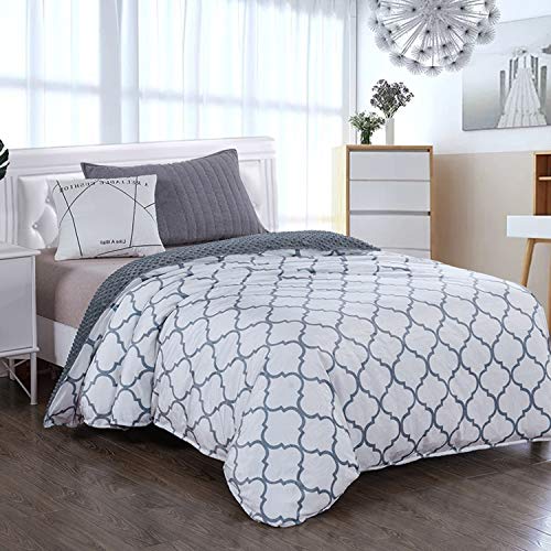 Royhom Duvet Cover for Weighted Blankets 48 x 72 Inches - Removable Weighted Blanket Cover - Soft Minky Dot, Printed White