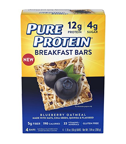 Pure Protein Breakfast Bars, Blueberry Oatmeal, 1.76 oz, 4 Count