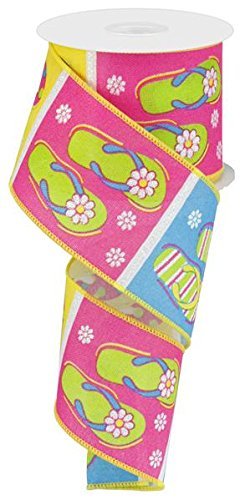 Flip Flops Wired Edge Ribbon, 2.5" x 10 Yards (Canvas)