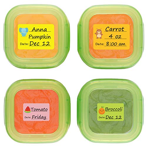 Book Cover Baby Food Labels, Removable Write-On Date Labels for Food Storage Containers & Baby Bottles, Great for Daycare, Pack of 90
