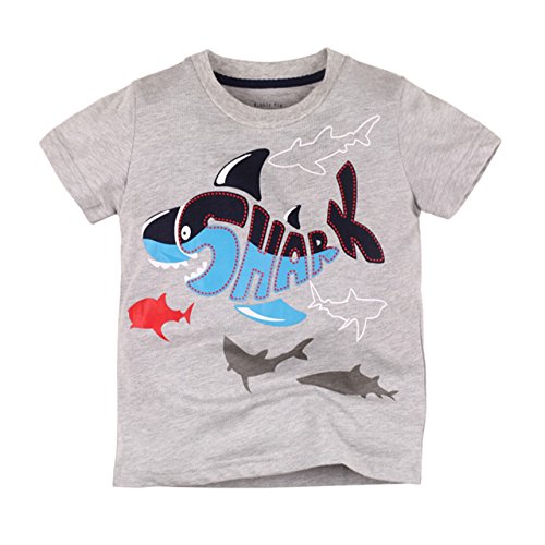 Toddler Boys T Shirt Summer Short Sleeve Shirts Crewneck Tee Dinosaur Shark Top Graphic Tees