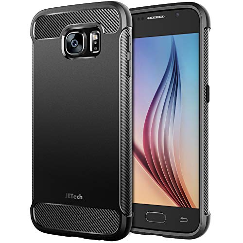 JETech Case for Samsung Galaxy S6, Protective Cover with Shock-Absorption and Carbon Fiber Design, Black