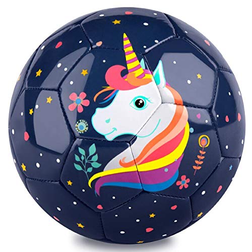 PP PICADOR Picador Toddler Soccer Ball Toy Cute Cartoon TPU Soccer Toy Gift with Pump (Dark Blue Unicorn)
