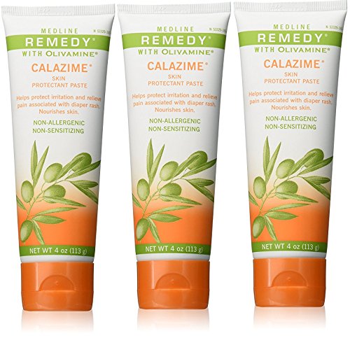 Book Cover Medline Remedy Olivamine Calazime Skin Protectant Paste Cream, Used with Dry Chapped from Diaper Rash, Incontinence, Dermatitis, Psoriasis, Burns, Bites, White, 4 Oz, 3 Count