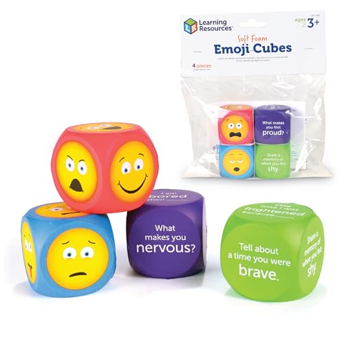 Learning Resources Soft Foam Emoji Cubes, Conversation Cubes for Kids, Set of 4, Ages 3+