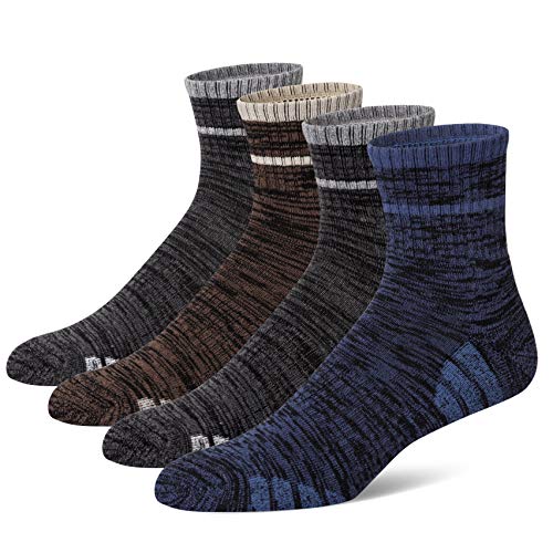 u&i Men's Performance Cushion Cotton Athletic Quarter Crew Socks (4-Pack/8-Pack)