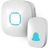 Doorbell, Lovin Product Waterproof Wireless Doorbell Chime Kit with 36 Chimes, Adjustable Volume; 1000feet Operating, with Sound LED Flash Door Bell for Home (1 Receiver x 1 Push Button)