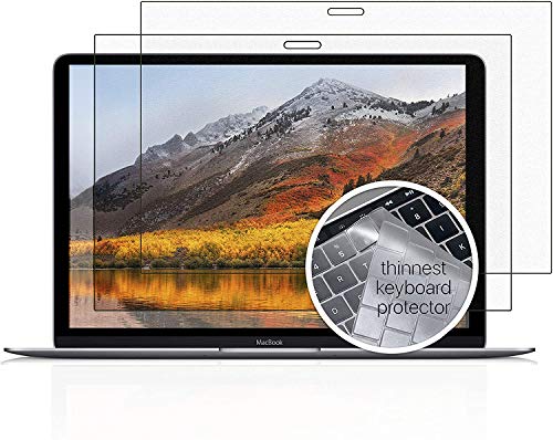 Book Cover Homy Screen Protector [2-Pack] for MacBook Pro 15 inch Touch Bar 2016-2019: 1x Matte, 1x Glare. Bonus: Ultra-Thin TPU Keyboard Cover (Skinny). Premium Laptop Kit 15inch Apple A1707, A1990. Reduce UV.