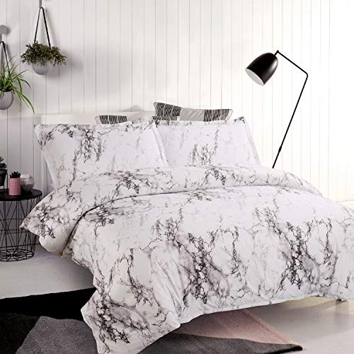 Book Cover Bedsure Marble Design Duvet Cover Set with Zipper Closure-Printed Bedding Set,Full/Queen (90x90 inches)-3 Pieces (1 Duvet Cover + 2 Pillow Shams)-Ultra Soft Hypoallergenic Microfiber