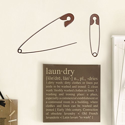 APC Goods Unique Design 2 Large Pieces Hanging Rustic Safety Pin (Small, 3-3/8"W x 14-1/2"L, Large, 4-3/8"W x 22-1/2"L), Metal Wall Art Home Decor