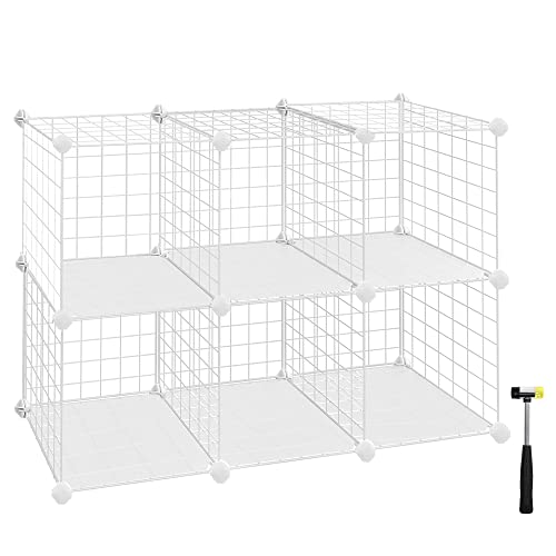 DIY Wire Cube Storage, Modular Shelving Units, Stackable Storage Bins, Ideal for Living Room Bedroom, Home, Office (Gray)