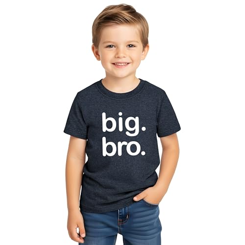 Big bro Shirt boy Big Brother Announcement Shirt for Baby Boys Toddler Promoted to (Charcoal Black, 2 Years)