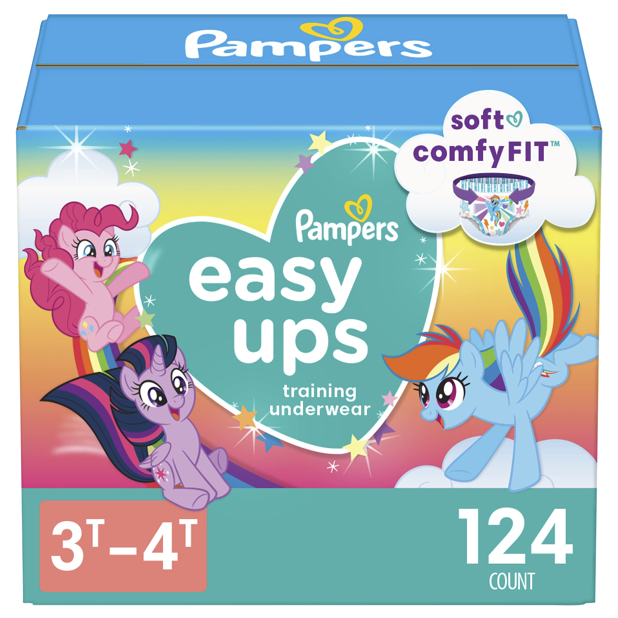 Book Cover Pampers Easy Ups Training Pants Girls and Boys, 3T-4T (Size 5), 124 Count