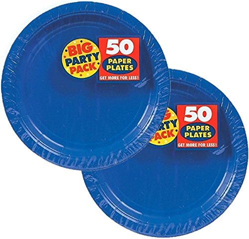 Big Party Pack Paper Luncheon Plates 7-Inch, 100/Pkg, Bright Royal Blue