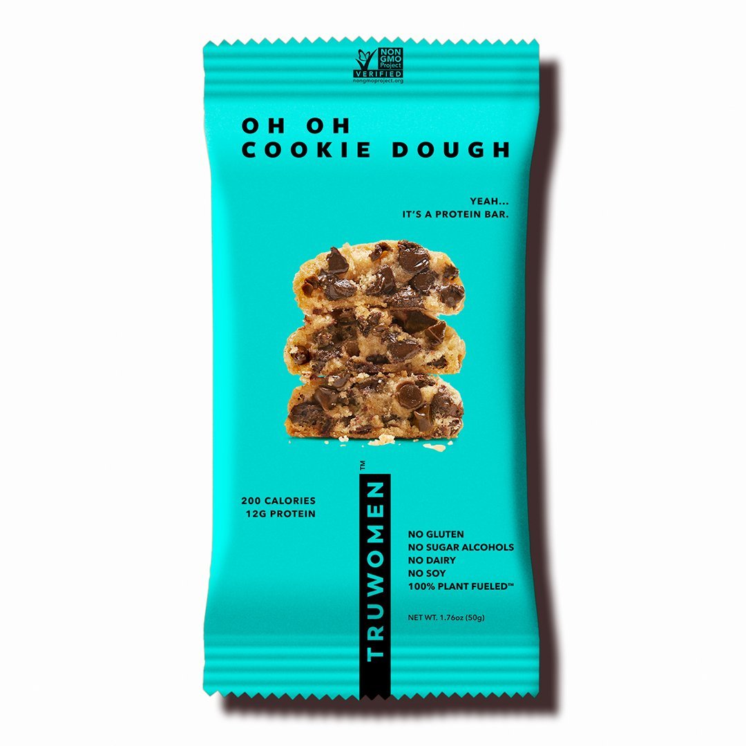 TRUWOMEN Plant Fueled Protein Bars, Oh Oh Cookie Dough (12 Count) | Non-GMO, Vegan, Gluten Free, Kosher, Soy Free, Dairy Free, Healthy Snack Bar, Natural Ingredients | 12g Protein