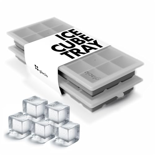 glacio Small Ice Cube Trays with Lid - Covered Flexible Silicone Ice Moulds - Set of 2