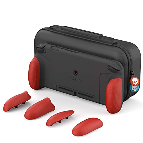 Book Cover Skull & Co. GripCase Set: A Dockable Protective Case with Replaceable Grips [to fit All Hands Sizes] for Nintendo Switch - Mario Red