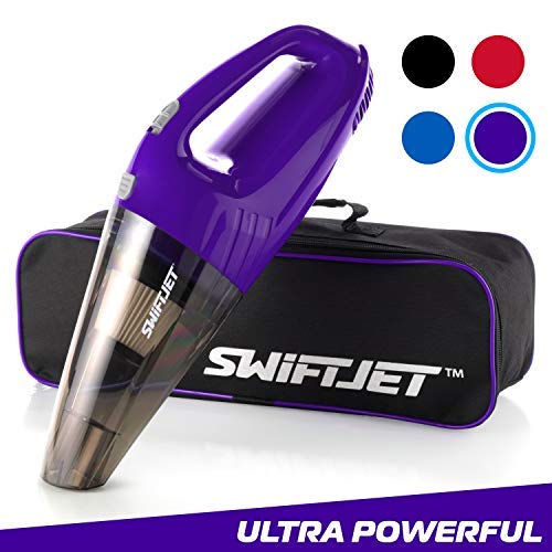 SwiftJet Car Vacuum Cleaner - New Model - High Powered 5 KPA Suction Handheld Automotive Vacuum - 12V DC 120 Watt - 14.5" Cord - Multiple Attachments