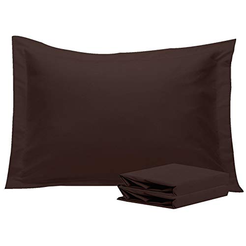 NTBAY Standard Pillow Shams, Set of 2, 100% Brushed Microfiber, Soft and Cozy, Wrinkle, Fade, Stain Resistant (Standard, Dark Brown)